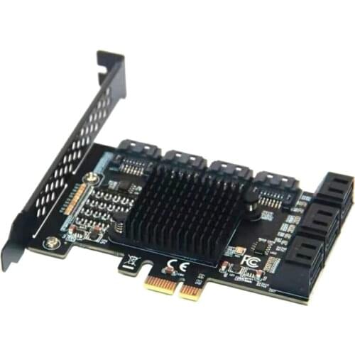 PCI-E to SATA Expansion Card Desktop Computer PCIe 1X to 10-Port SATA3.0 6Gpbs Expansion Card Support PCI-E X2 X4 X8 X16