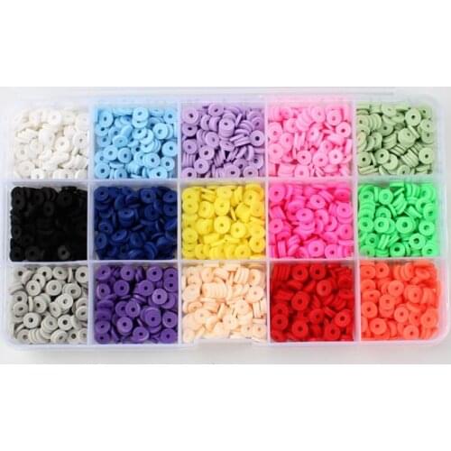 15 Color Flat Round Polymer Beads 3000Pcs 6mm Clay Loose Spacer Beads for DIY Jewelry Making Craft Bohemian Bracelet Earring Set