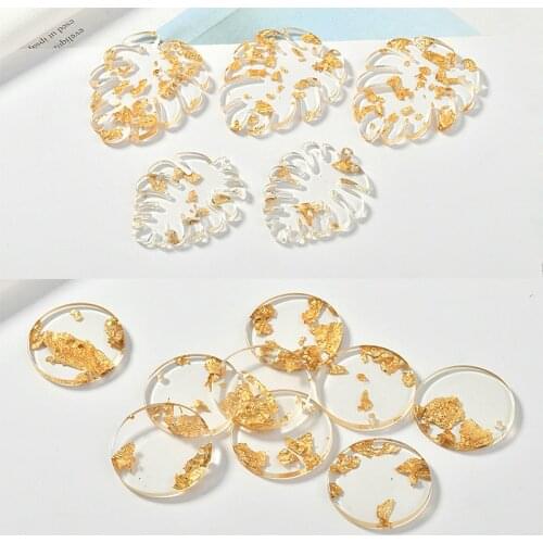 Transparent Platinum hollowed out leaves Circular Akri sheet diy Jewelry material earring Accessories