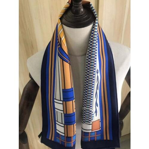 2021 new arrival spring summer chain 100% pure silk scarf twill hand made roll 90*90 cm shawl wrap for women lady