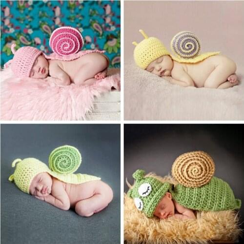 Lovely Cartoon Animal Little Snail Handmade Hat Baby Boys Girls Studio Photography Clothing Wool Knitting Caps