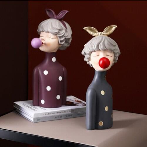 Bubble Girl Modern Sweet Young Girl figurines Resin Art Wedding Birthday Home Decoration Accessories Fairy Gift Storage Plate