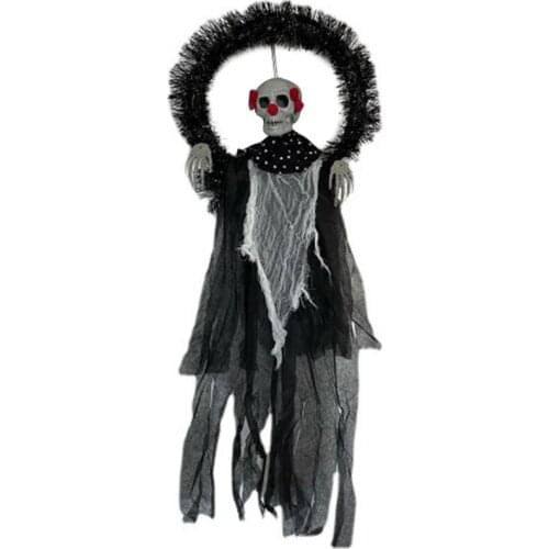 Horror Clown Wreath Party Hanging Wreath With Clown Doll For Halloween Gift Wall Door Decoration For Home Party Supplies