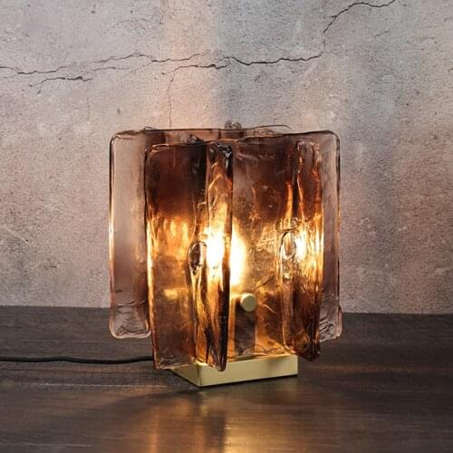 Light luxury table lamp art glass post-modern bedroom bedside lamp living room creative personality all copper table lamp