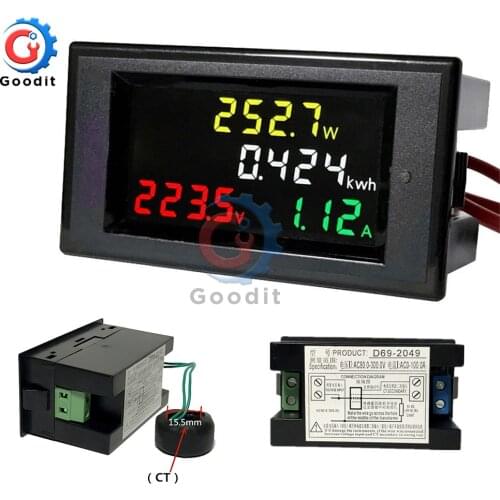 LED Digital Voltmeter Ammeter 100A AC 80V-450V Power Energy Voltage Current Meter Charger Tester Detector Monitor AC 110V 220V