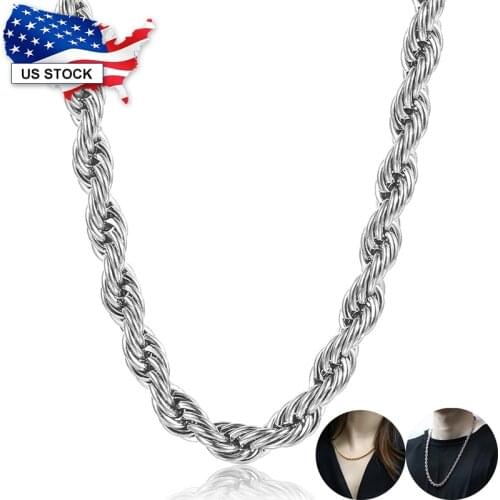 Twisted Rope Gold Silver Color Necklace for Men Women 3/5/7mm Stainless Steel Necklace Link Chain 18-24 inch Wholesale LKNM178A