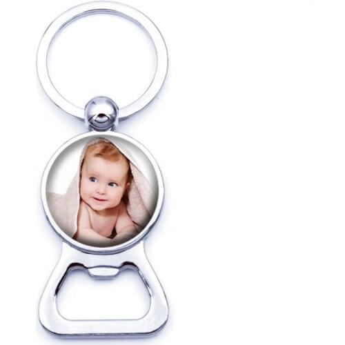 Custom Pendant Keychain Photo of Your Baby Child Mom Dad Grandparent Metal Beer Bottle Opener Key Ring Key Chain