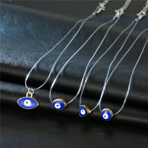 Blue Eyes Necklaces collier Devil Eye Necklace Invisible Transparent Fishing Line Chain Necklace For Women Drop shipping 2020