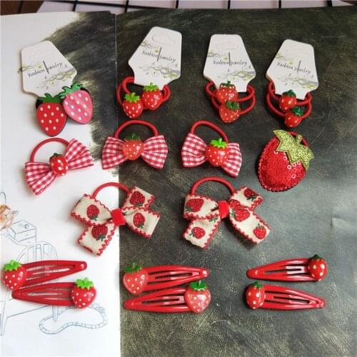 1/2PCS New Cute Cartoon Strawberry Princess Headwear Kids Elastic Hair Bands Children Ropes Girls Accessories Baby Headdress