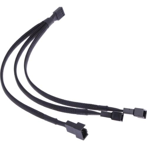 1/3/5 Pcs 4pin 1 to 3 Ways Extender Cable PWM Fan Splitter Black Sleeved Extension Cable for CPU or Computer Case Fan