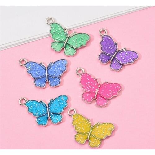 10pcs Butterfly Pendants Colourful Enamel Butterfly Charm Small Animal Findings DIY Jewellery Supplies