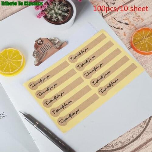 100pcs Especially for You Long Kraft Paper Sticker Scrapbooking Labels Gift Sticker, Self-adhesive DIY Paper Label Gift Labels