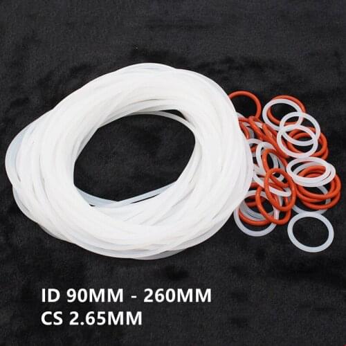 10x VMQ O Ring Seals Silicon Rubber Gasket Heat Resist CS 2.65mm x 90 - 260mm Red White