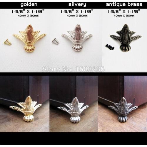 4x Antique Brass Silvery Gold Vintage Jewelry Chest Gift Box Wooden Case Decorative Feet Leg Metal Corner Protector With Screws