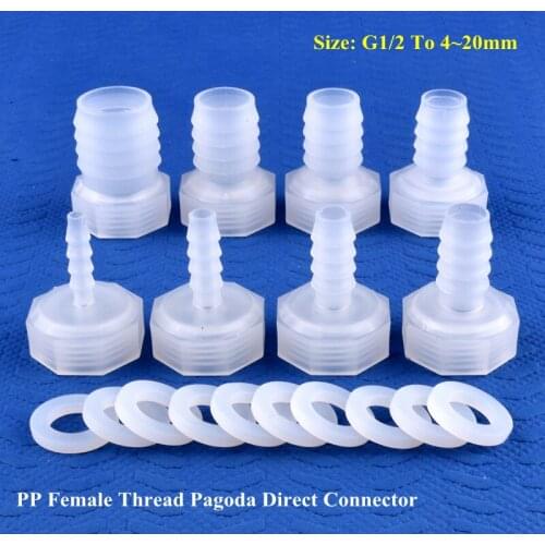 5~200pcs G1/2 Female Thread To 4~20mm PP Pagoda Direct Connector Micro Irrigation Garden Water Hose Joint Aquarium Tank Joints