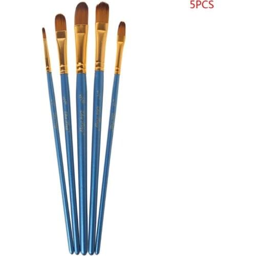 5Pcs 5Pcs Artist Paint Brush Set Nylon Bristles Hair Watercolor Acrylic Oil Painting Round Slant Pen Tip Wood Handle Drawing Art