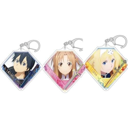 Anime Sword Art Online Kirigaya Kazuto Yuuki Asuna Acrylic Pendant Keychain Keyring Cosplay Cartoon Accessories Collections