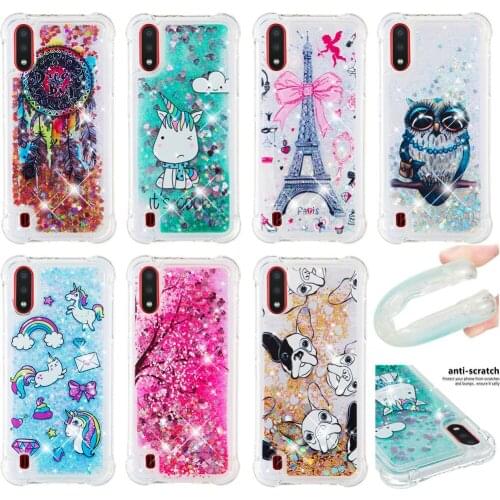 Glitter Pattern Phone Case for Samsung Galaxy A01 A21 EU Etui Soft TPU Silicone Anti-fall Quicksand Back Cover A21 US Funda Capa