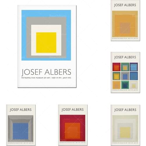 Josef Albers Exhibition Museum Poster, Adobe Variant Geometric Abstract Art Prints, The Return To The Angular Wall Picture Decor