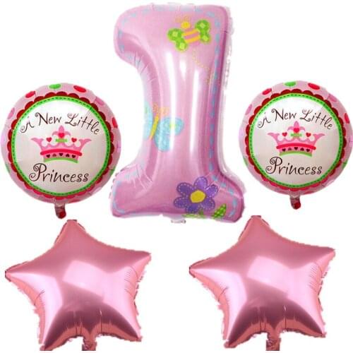 Decoration Number Balloon Pink Blue Baloon Helium Foil Balloons Baby 1st Birthday Ballons Globos Air Balloons Set
