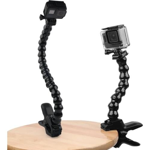 Jaws Flex Clamp Mount with Flexible Adjustable Gooseneck for GoPro Hero 9 8 7 6 5 Sjcam Yi 4K Action Camera Tripod Accessory