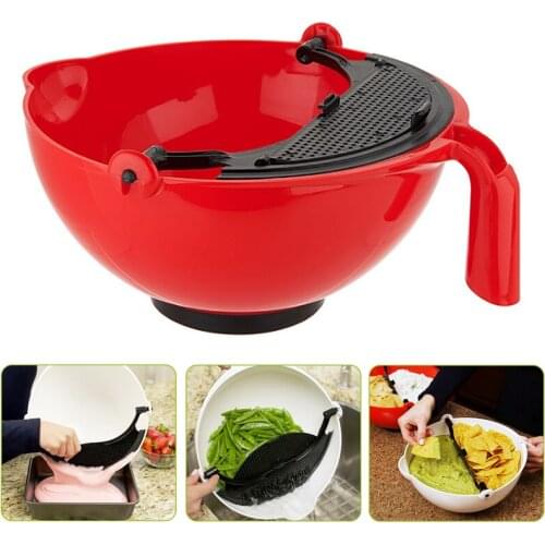 Salad Bowl Multi-Purpose Salad Mixing Bowl with Partition Tableware Plastic Fruits and Vegetables Bowl Spatula Kitchen Tools New
