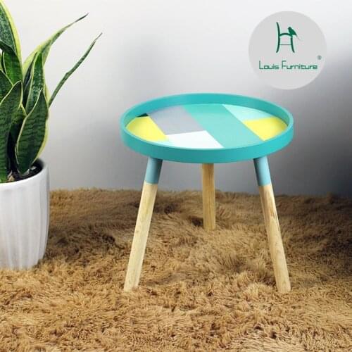 Louis Fashion Coffee Tables Small, round, mini bedside, simple bedroom, bedside, solid wood corner