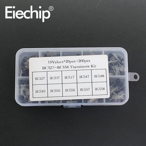 200pcs/lot transistor kit BC327 BC337 BC517 BC547 BC548 BC549 BC550 BC556 BC557 BC558 10Values*20pcs transistor TO-92