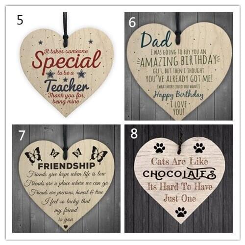 New 200pcs/lot Xmas Wooden LOVE Christmas Chip Hanging Gift Plaque Pendant Heart Shape Letter Friendship Wine Bottle Decor