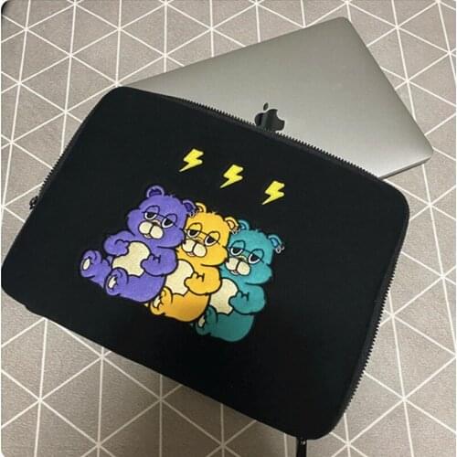 2021 New Bear Tablet Case Laptop Bag for Mac Ipad Pro 9.7 11 12 13Inch Cartoon Lightning Bear Korean Ins Sleeve Inner Bag Pouch
