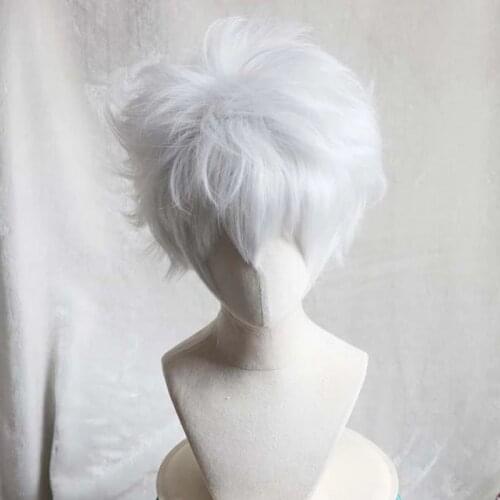 New Gintama Gintoki Sakata Cosplay Wigs Short Silver White Heat Resistant Synthetic Hair Perucas Cosplay Wig + Wig Cap