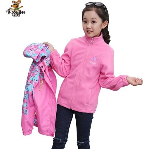 2020 Autumn Winter Children Girls Polar Fleece Two-piece Suit Jacket Kids Girls Soft Fur Outerwear Woolen Sweatshirt Clothing