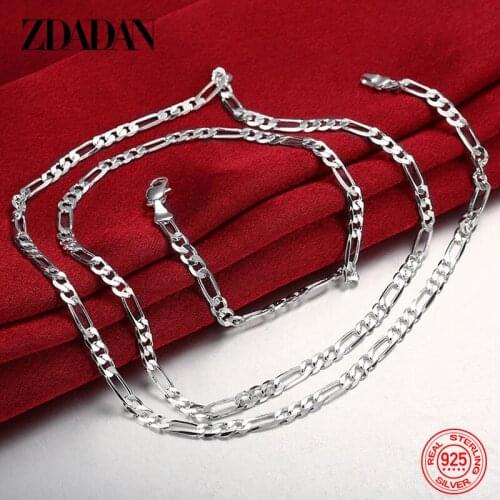 ZDADAN 925 Sterling Silver 4MM Geometric Jewelry Necklace For Men Women Fashion Party Accessories Wholesale