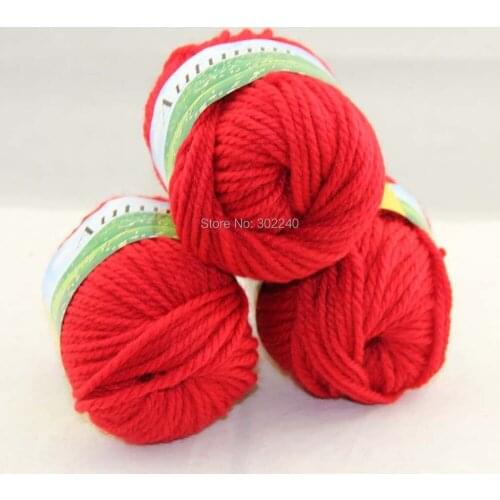 LOT of 3 BallsX50g Chunky Hand-woven Coarse Knitting Yarn HotRed 209
