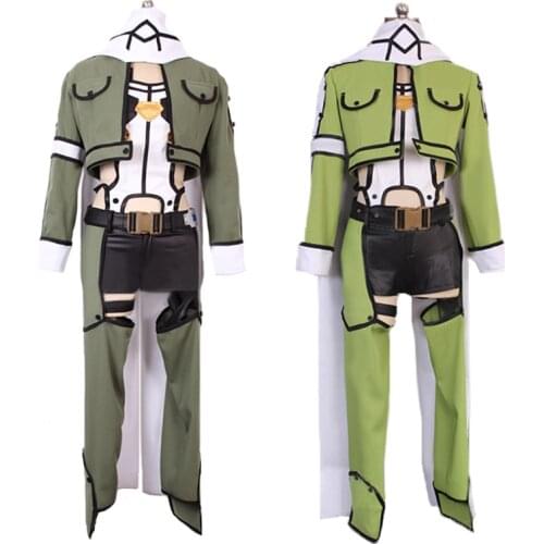 Gun Gale Online Asada Shino Cosplay Sword Art Online 2 Sinon Military Costume Sinonon Green White And Black Cos Set Women Men