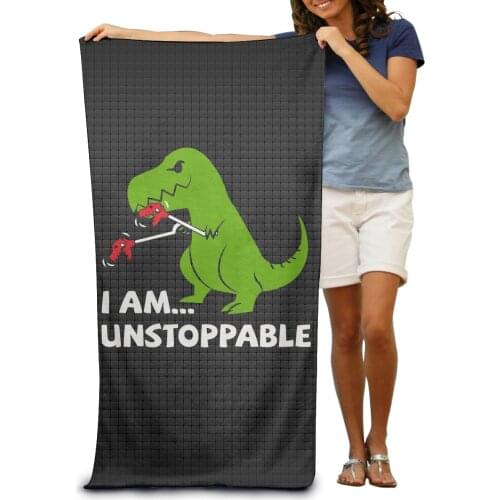 I Am Unstoppable T Rex Towel Surf Beach Wetsuit Bath Watersports Activities Adults Men Women Swimming Resort Gym Sport Washcloth