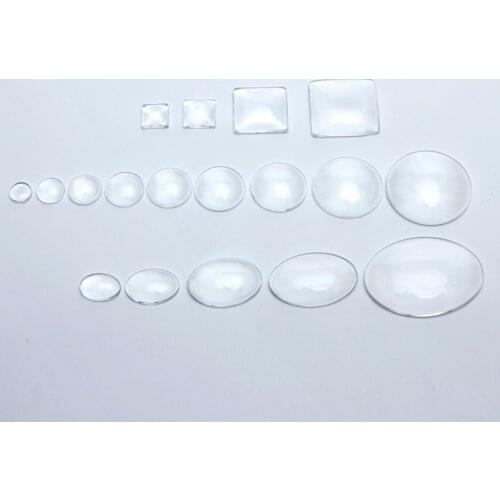 50pcs 8 10 12 14 16 18 20 25 30mm Flat Back Transparent Clear Magnifying Glass Cabochon Cameo Cover for DIY Jewelry Making