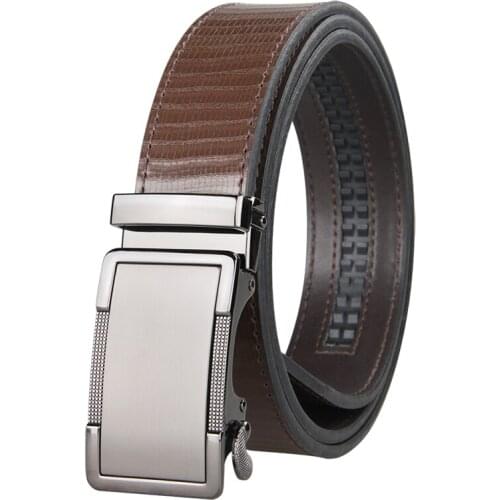 Brand Brown Leather Belt for Men Luxury Brand Fashion Automatic Buckle Ratchet Belts Comfort Click Leather Belt Male