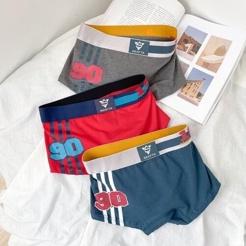 3 Pieces Mens Panties Mens Boxer Shorts Solid Color Cotton Men Underwear Boxer Summer Mid Waist Underpants Breathable 2021 New