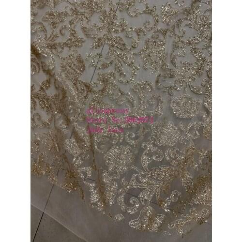 Stock 5yards/bag Champagne gold spinning thread glitter powder fashion French fabric wedding dress fashion design KC181