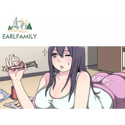 EARLFAMILY 13cm x 6.5cm For Sexy Anime Fine Decal Fashion Car Stickers Occlusion Scratch Vinyl Material Laptop Trunk Decoration