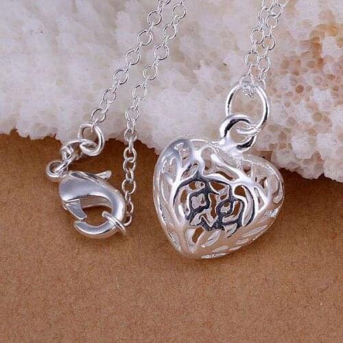 925 Sterling Silver Jewelry Pendant Fine Fashion Cute Stereo Heart Necklace Pendants Top Quality CP111