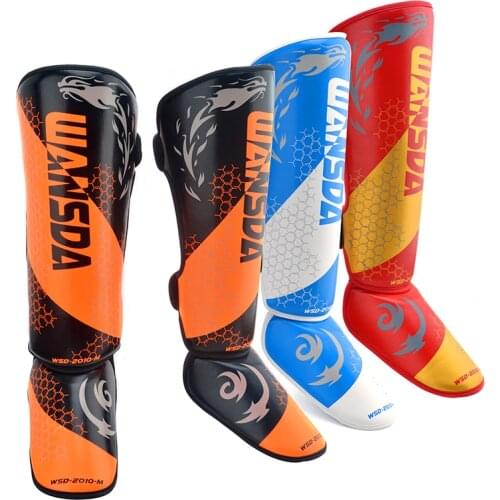 MMA Sparring Muay Thai Boxing Shin Guards Ankle Support Martial Arts Foot Insteps Protector Kickboxing Training Leggings DEO