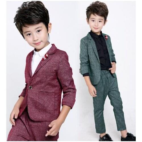 2019 winter Kids Blazer Baby Boys Suit Jackets 2019 Cotton Coat Pants 2 Piece Boy Suits Formal For Wedding Children Clothing