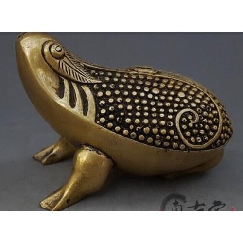 Antique Copper Sculpture Tripod Toad Ornaments Home Decoration Brass Sculpture Toad Gift Antique