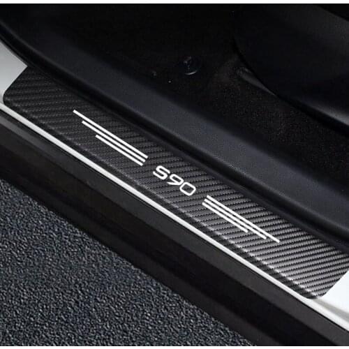 Auto Stickers Door Threshold Vinyl Protector For VOLVO S90 car Door Sill Scuff Plate Guard Carbon Fiber Decor Accessories