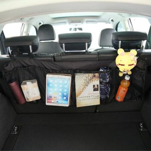 Car Rear Seat Back Storage Bag Multi Hanging Nets Pocket Trunk Bag Organizer Auto Stowing Tidying Interior Accessories Supplies