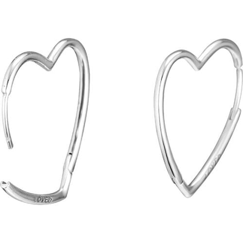 Large Asymmetric Hearts of Love Hoop Earring 100% 925 Sterling-Silver-Jewelry Free Shipping