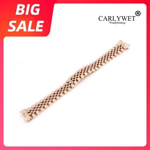 CARLYWET 20mm 316L Steel Jubilee Silver Gold Two Tone Wrist Watch Strap Bracelet Solid Screw Links Curved End For Rolex Datejust