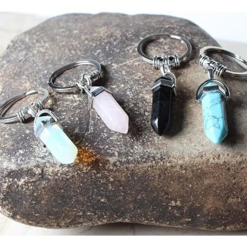 Crystal Pendants Keychain, Fluorite Natural Stone, Charm Green Fluorite, Hexagonal Pointed Crystals, Crystals Quartz Keyring